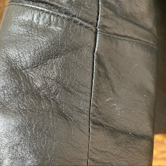 80’s 90’s Drop Waist Puff Sleeve Leather Bomber Jacket - Picture 15 of 16